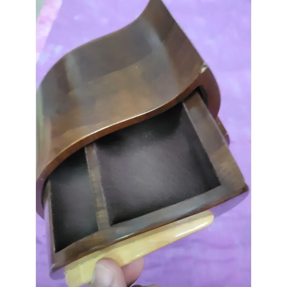 Bandsaw Scroll Leaf Teak Wood Jewelry Box W Hidden Compartment Signed